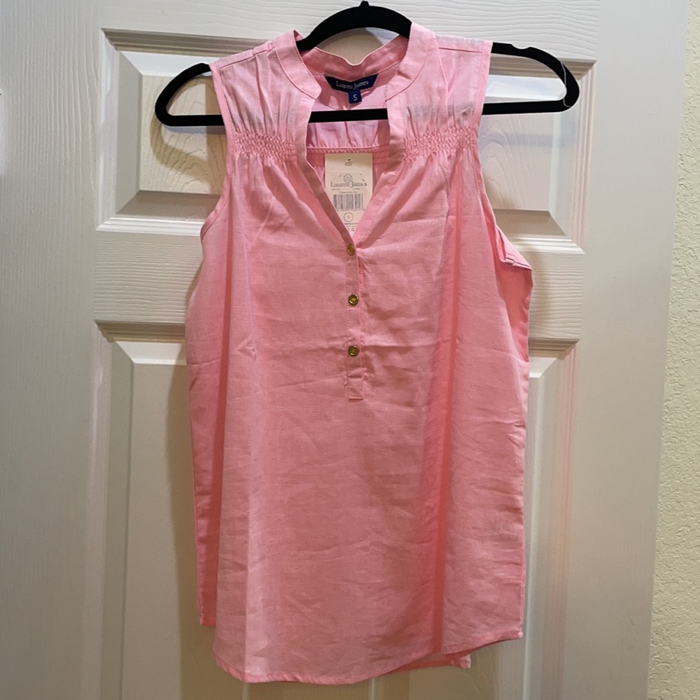 Lauren James Callie Linen Top sleeveless size S